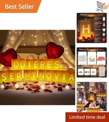 Light Up Letters Kit with Tea Lights Balloons Rose Petals for Romantic Decor