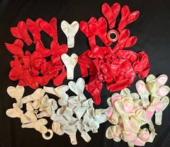 98 Heart shaped balloons 10″ & 12″ Latex Balloons In Red, White & Clear Filled
