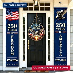250 Anniversary USA Banner 71 x 15 Inch 2 Pack 4th of July Patriotic Decorations