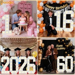 Illuminated Number 30 Party Decoration 2.4 Feet Glam Style with LED Lights