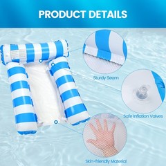 2 Pack Inflatable Pool Floats 4in1 Pool Hammock with Bottom Mesh 3 Tubes Infl…