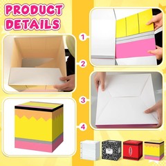 4 Pcs Back to School Balloon Box Decoration Sets Include Pencil Crayon Notebook