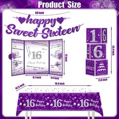 Cocomigo 104Pcs Sweet 16 Birthday Decorations for Girls, Purple Sweet 16 Party D