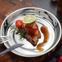 Eagrye 4-Pack Stainless Steel Dinner Plates Dish, Round dinner plate, Silver