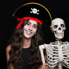 2 Pieces Pirate Hat Skull Print Pirate Captain Costume Cap – Pirate Accessori…