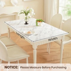 OstepDecor Marble-Look Table Protector 24 x 60 Inch, 1.5mm Thick Plastic Table C