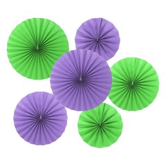 12Pcs 8″/12″/16″ Paper Fans Hanging Decor Round Fans with Pearl Green/Purple