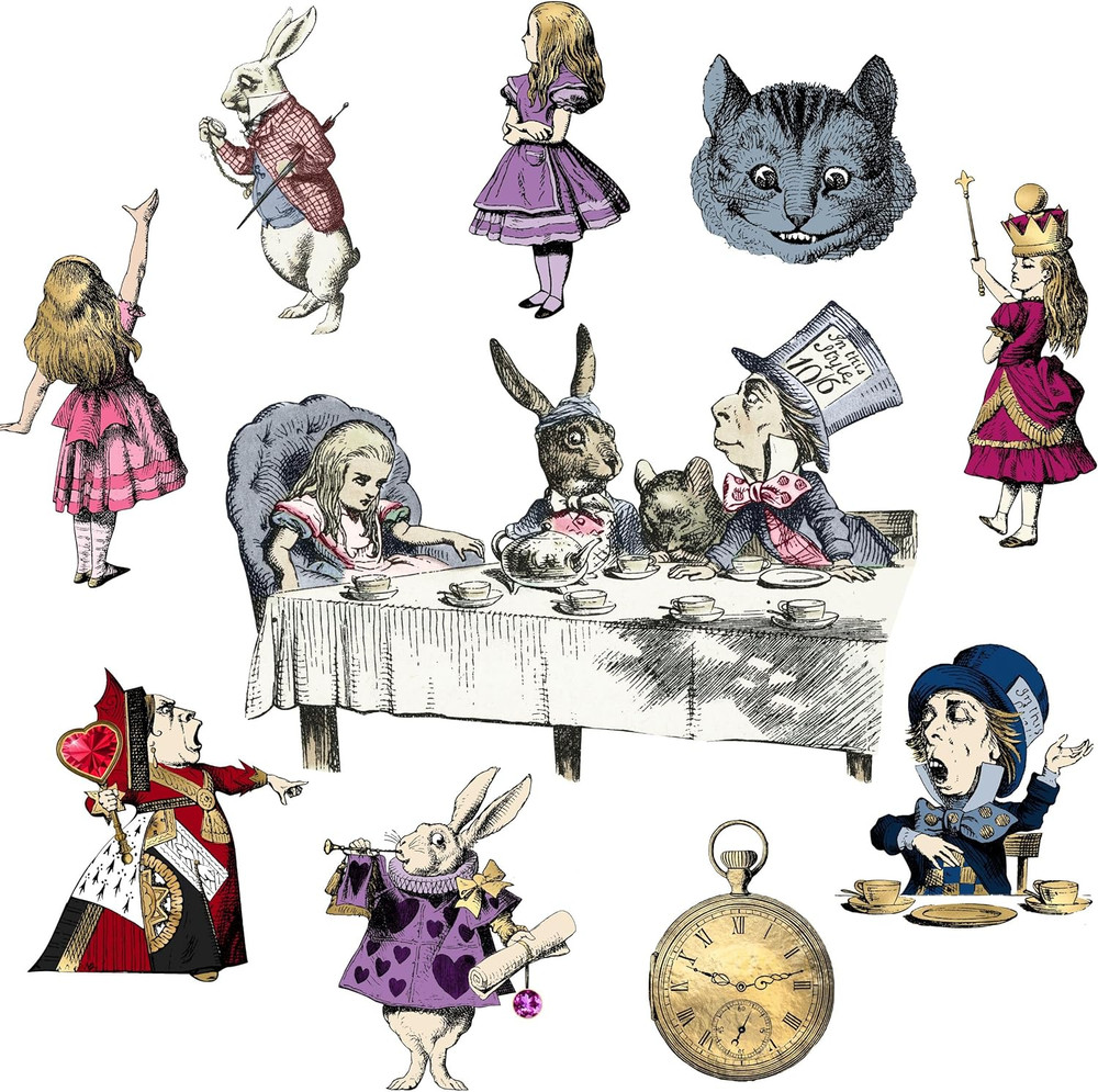 10 Pcs Alice in Wonderland Decor Tea Party Decoration Cardboard Cutouts Double S