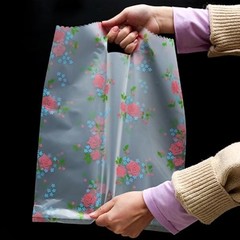100pcs Floral Gift Bags Plastic Party Favor Bags Reusable Shopping Tote Handbags