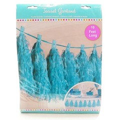 Caribbean Blue Hanging Tassel Tissue Garland Birthday Party Supplies 1 Per Pkg