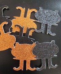 Halloween Witch Cauldron Die Cut Sparkle Black Orange Glitter Confetti 30piece