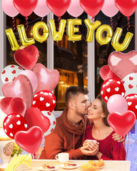 Valentines Balloon Kit Decor with I Love You Balloons, Heart Balloons with 1000