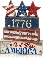 Versatile Independence Day Block Decoration – Wooden 1776 Table Centerpiece