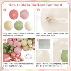 Sage Green Pink Yellow Pastel Balloon Arch Kit, 124Pcs Dusty Blush Macaron Ye…