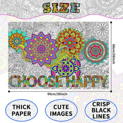 Giant Mandala Coloring Poster for Kids Adults Wall Large Coloring Tablecloth Cho