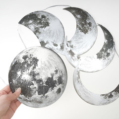 Silver Moon Wall Decor Hanging 9 Phases Moon Banner Party Decorations Aesthetic