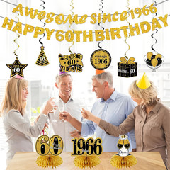 11Pcs 60Th Birthday Decorations Kit for Men Women, Black Gold Happy 60Th Birthda