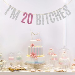 Glitter I’m 20 Bitches Banner Happy 20th Birthday Banner 20th Anniversary Girl’s