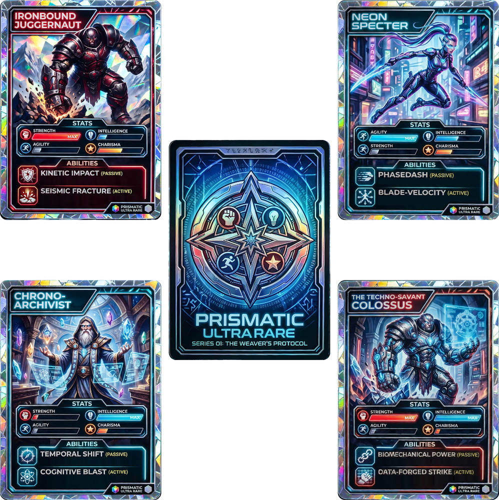 SP13666 RPG Magic Dungeon Trading Cards Stats Collectible Holographic Cardboard
