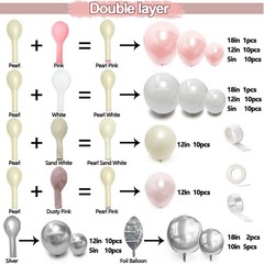 Pearl White and Pink Balloon Arch Double Light Pink White Silver Balloon Garl…
