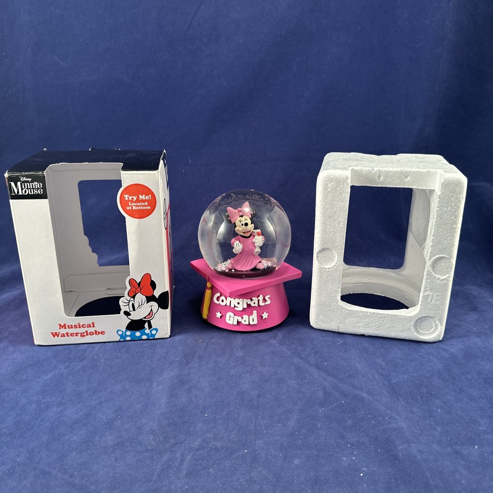 Disney Minnie Mouse Graduation Musical Water Globe Snowglobe Snow Congrats Grad