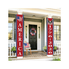 Patriotic America Porch Banner Vertical Hanging Flag 4th of July Decor 2 Pack