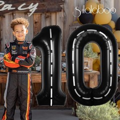 Race Car 40Inch Black 10 Balloon Number Large Helium Race Track 0-9 Giant Dig…