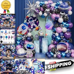168PCS Space Themed Party Decorations Outer Galaxy Balloon Arch Kit with Blue…