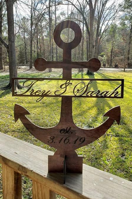 Anchor Custom Party centerpiece, Names and Date,Nautical centerpiece, Custom cen