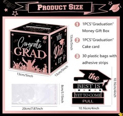 2026 Graduation Party Decorations Pink and Black Graduation Money Box for Cash P