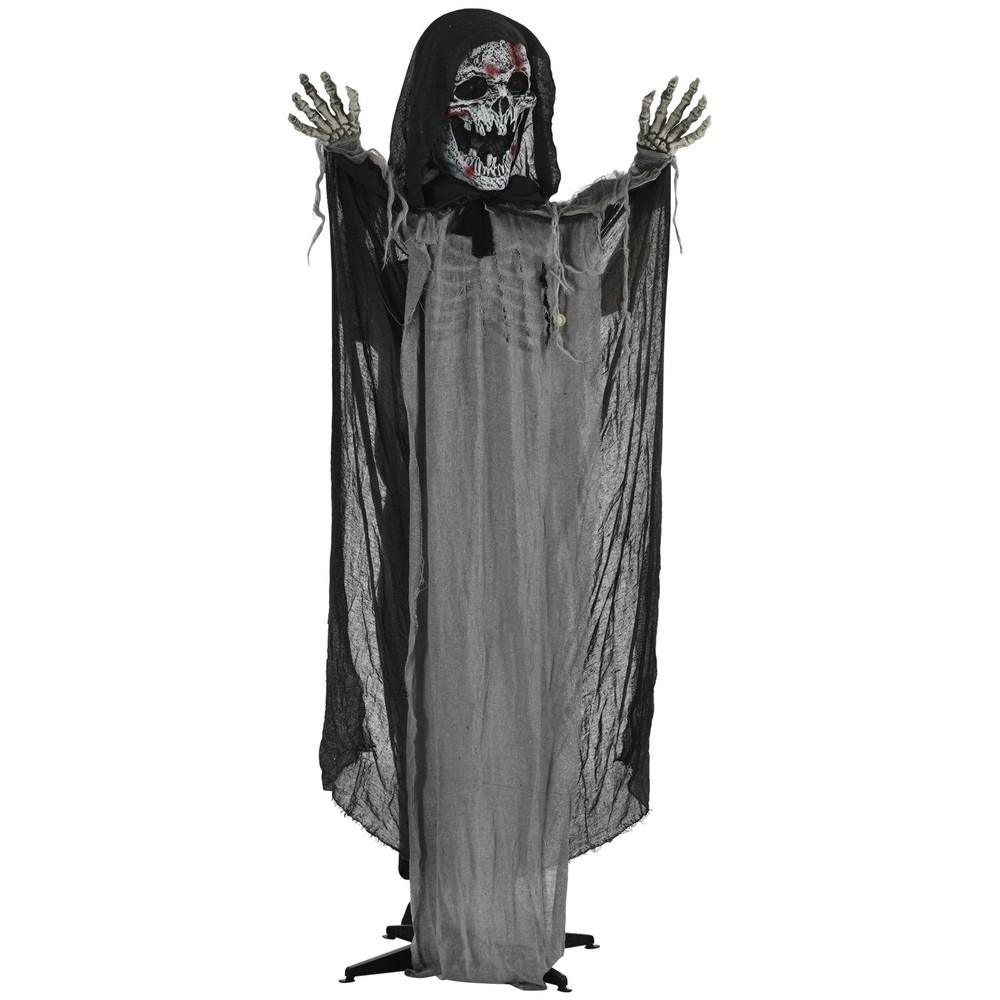 74″Life Size Halloween Skeleton Witch w/ Light Up Eyes,Scary Animated Prop Decor