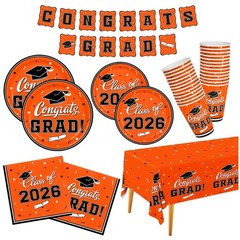 Complete Graduation Tableware Set in Orange