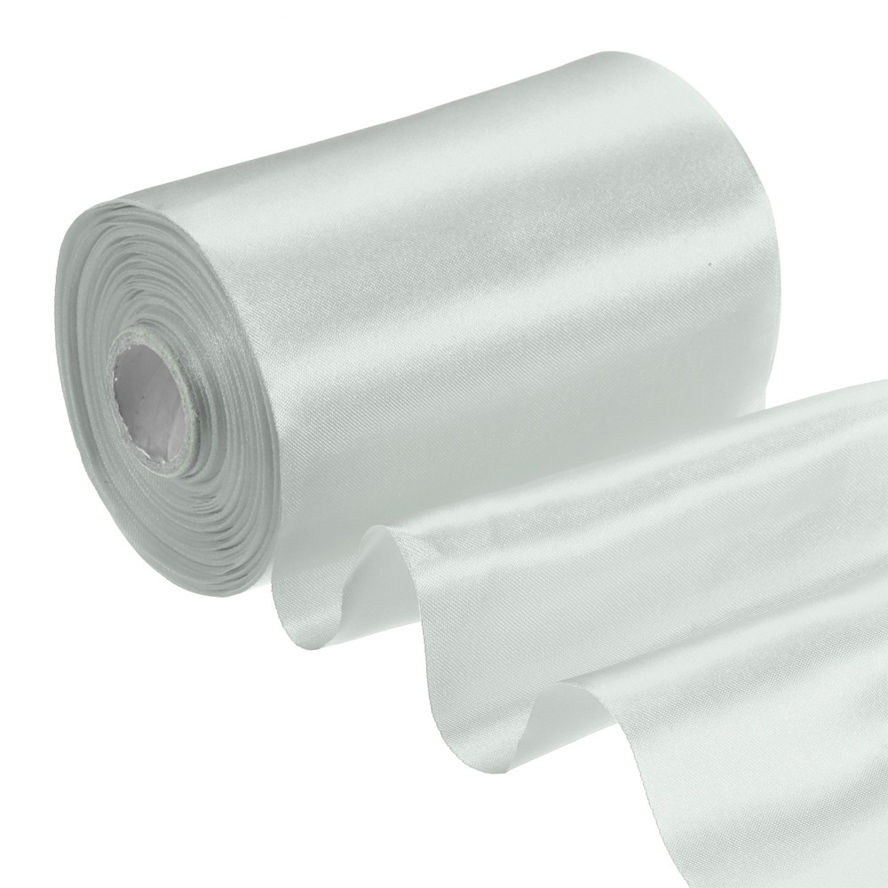 4 Inches x 22 Yards Satin Ribbon Roll Gift Wrapping Ribbon, Silver