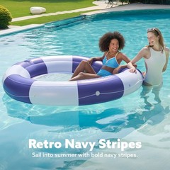 Inflatable Pool Lounger Float with Mesh, 80″ x 80″ Tanning Pool Floats, Doubl…