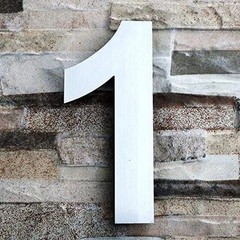 QT Modern House Number – LARGE 8 Inch – Brushed Stainless Steel (Number 1 One…