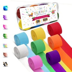 8 Crepe Paper Streamers Rolls, 656ft Pack of Unique 8 Rainbow Streamers Party…
