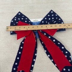 6pc Patriotic Bow and Rosette Set Red White Blue Stars July 4th Americana Decor