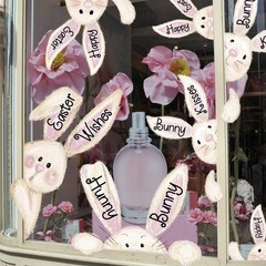 6 Sheets Easter Bunny Window Clings Happy Easter Window Stickers Easter Window..