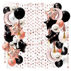 Boho Party Decorations 49 Pcs Rose Gold Black Balloon Kit – Halloween Birthday