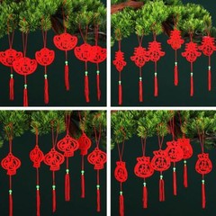 6pcs Chinese Lantern Ornaments New Year Flannel Pendant Spring Festival E4