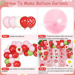 Strawberry Birthday Party Decorations with Happy Birthday Banner Fringe Curtain