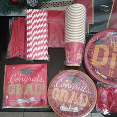 193 Piece Congrats Grad Maroon And White Party Set. Brand New And Ships Free!