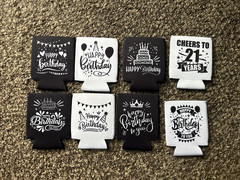 21st Happy Birthday Extra Large Fabric Banner Sign 72″x43″ and 8 koozies