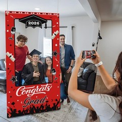 Graduation Decorations Class of 2026 Party Photo Booth Prop Red