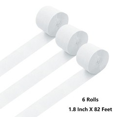Crepe Paper Streamers White 1.8 Inch Wide 82 Feet 6 Rolls Wedding