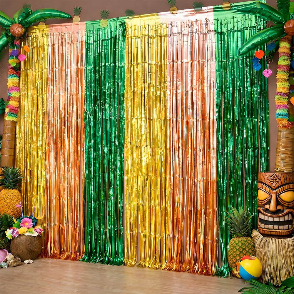 Luau Party Decorations – Green Gold Rose 3.2ft x 6.56ft, green gold rose