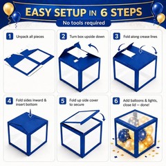 Navy Blue & Gold Graduation Decorations 2026 – Balloon Boxes, Table Decor & Ligh