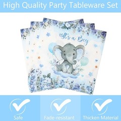 Decoraciones para baby shower elefante, platos, vasos y servilletas, 24 piezas.