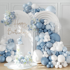 Dusty Blue Balloon Arch Kit 132Pcs Dusty Blue and White Balloon Arch Garland …