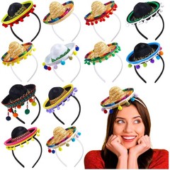 12-Pack Mini Sombrero Headband Hats for Cinco De Mayo Fiesta